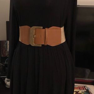 Authentic Vintage 80’s 90’s Brown Beige Tan Wide Stretch Cinch Belt